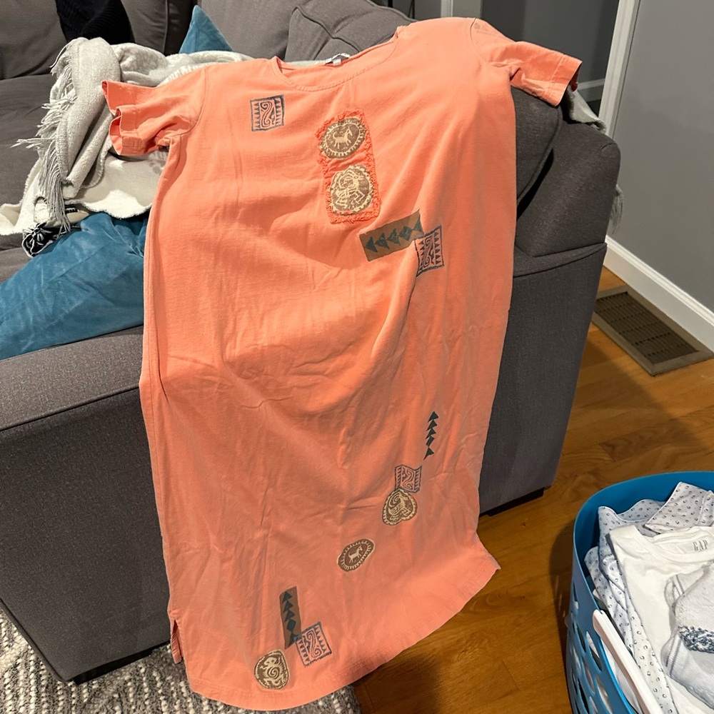 Peach Maxi Dress with Embroidered Accents